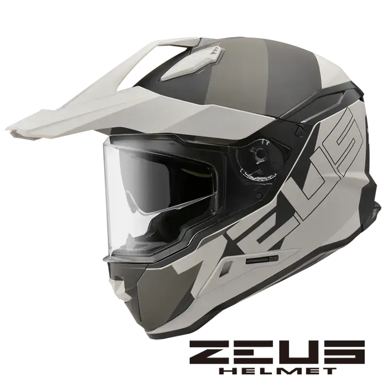 ᐉ Мотошлем кроссовый Zeus ZS-913 Матово серый с зеленым (Размер М