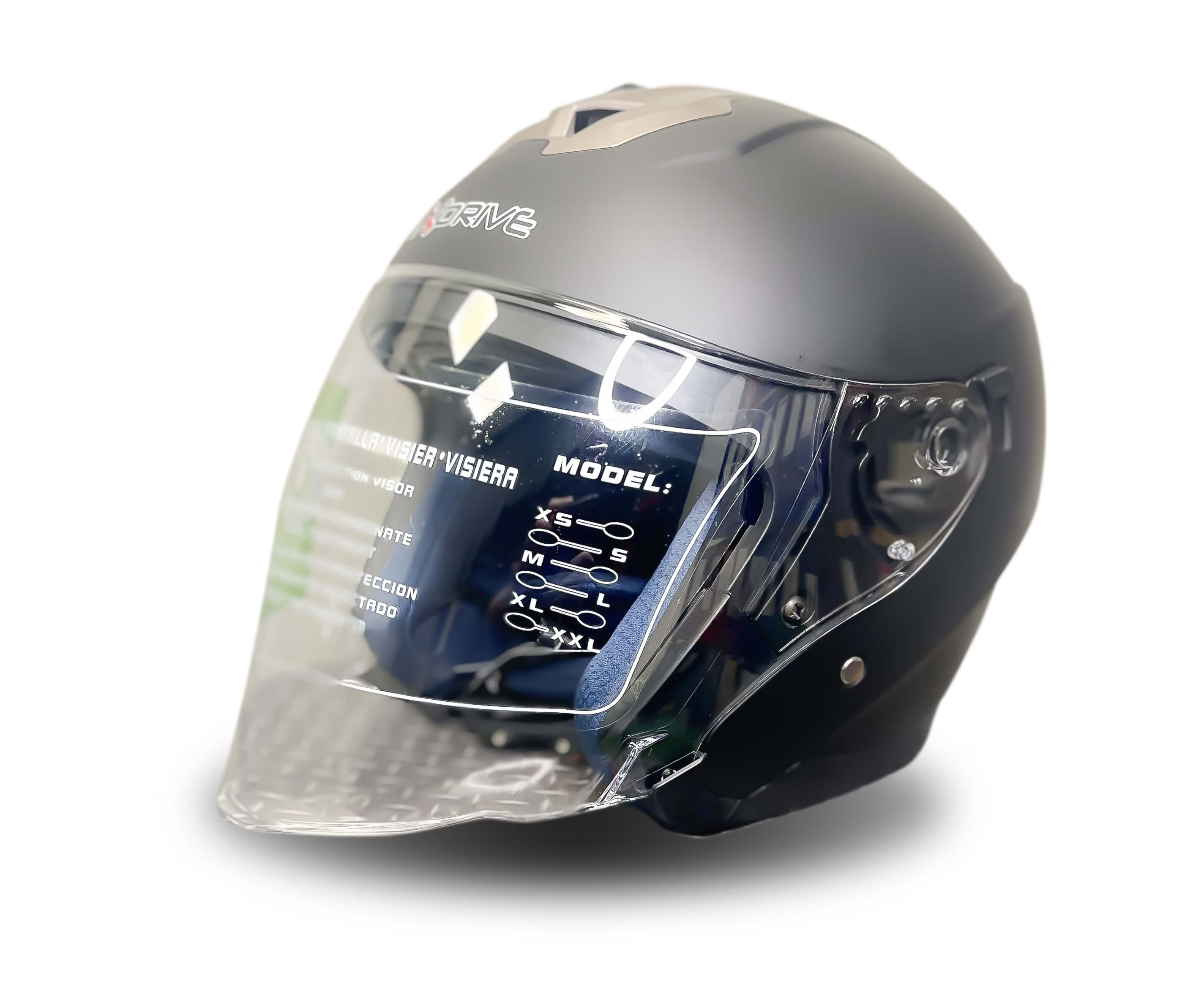 ᐉ Мотошлем Exdrive EX-586, шлем полулицевик + очки чёрный матовый