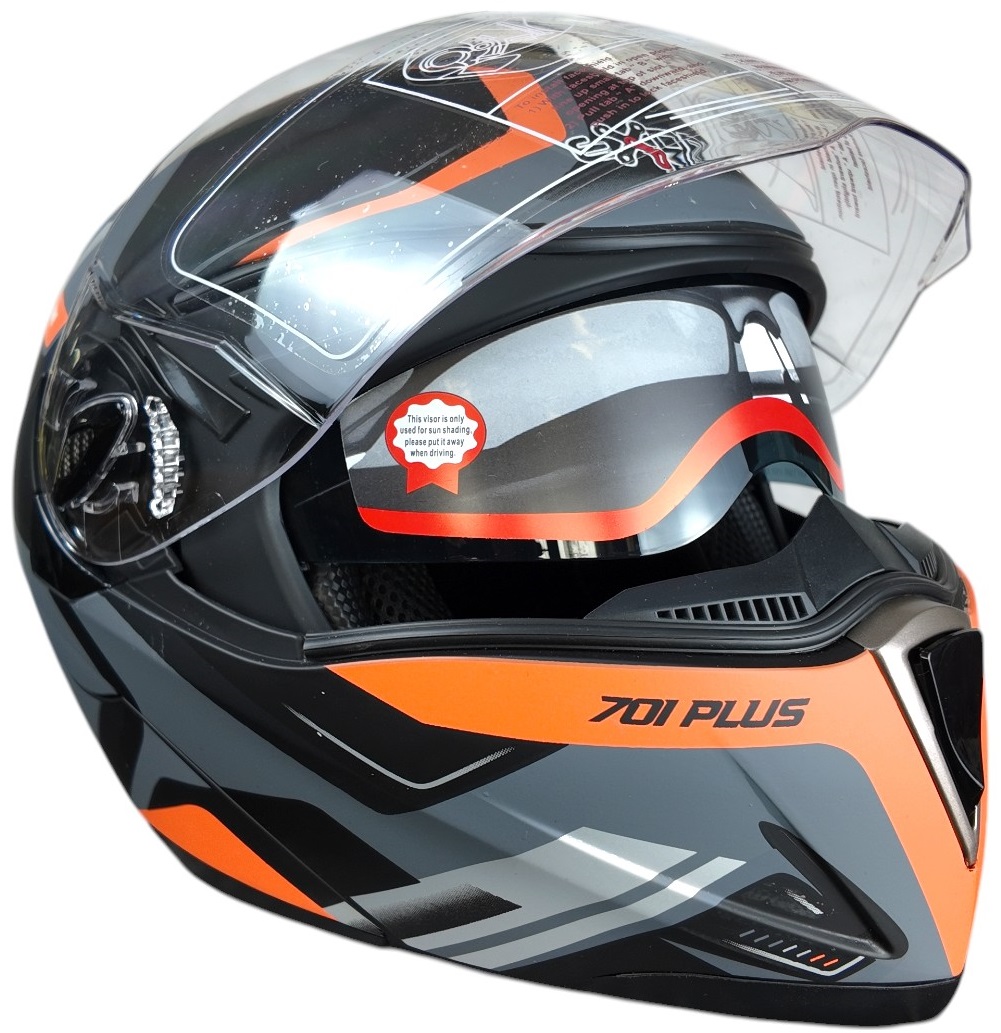 ᐉ Мотошлем Exdrive EX-701 Трансформер + Очки Черно-оранжевый мат