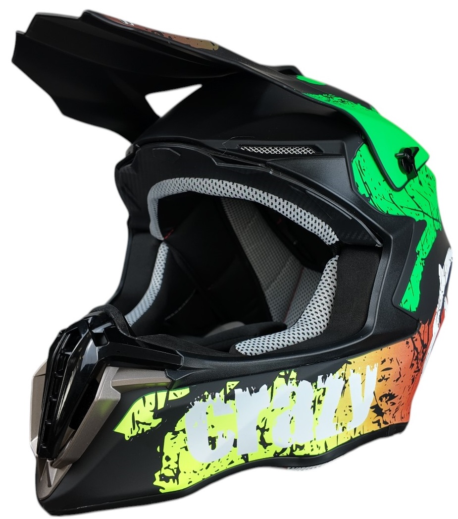 ᐉ Мотошолом Exdrive EX-806 CRAZY Кросовий Зелено-чорний мат